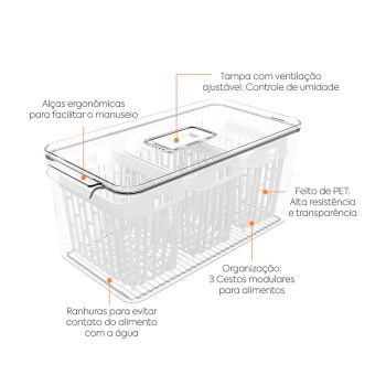 ORGANIZADOR GRANDE C/3 CESTOS DRY 6 L-CR